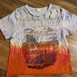 Altar'd State Size Small Blue and Orange Tie-Dye Road Trip Tee